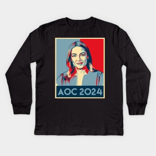 alexandria ocasio cortez, aoc 2024 (hope poster remake) Kids Long Sleeve T-Shirt